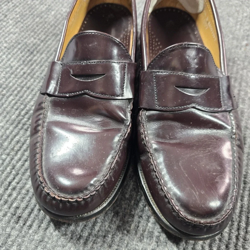 VTG Brooks Brothers Shoes Men Size 10.5 D Red Leather Slip On Dress Loafers USA